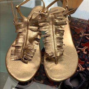 Gold Fringe Sandals Size 8 Excellent Condition